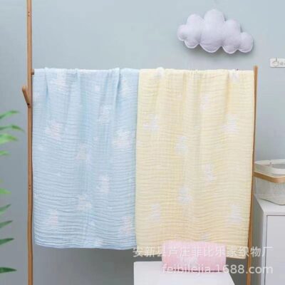 Baby home dệt seersucker khăn tắm bằng tre sợi cotton mật độ cao chăn em bé siêu mềm bán buôn gạc sáu lớp chăn em bé