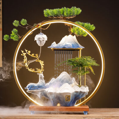 Nước chảy may mắn trang trí nước tuần hoàn phòng khách văn phòng để bàn trang trí tân gia khai trương nhà mới phú quý quà tặng