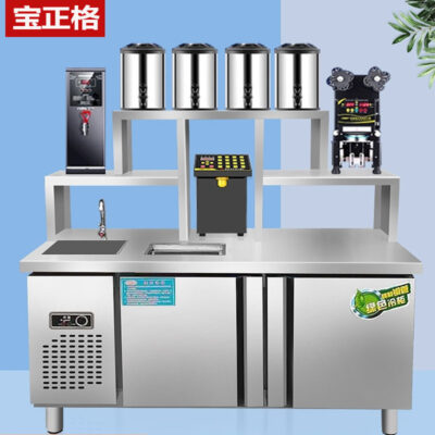 Bàn làm việc quán trà sữa thương mại nước quầy bar thiết bị làm lạnh Bàn làm việc Xueke kệ bàn sản xuất tủ lạnh tủ đông