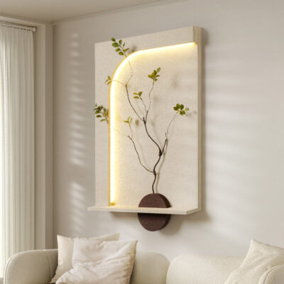 Bức tranh trang trí phòng khách theo phong cách Wabi-sabi bức tranh nền sofa cây xanh vẽ tranh tường Bầu không khí sa thạch tối giản với bức tranh treo hiên nhà nhẹ nhàng