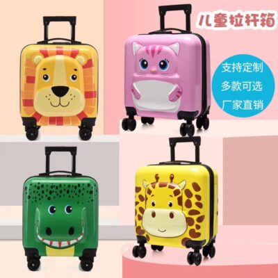Xe đẩy trẻ em mới 18 inch hoạt hình 3D ba chiều vali sinh viên quà tặng sỉ đa năng bánh xe đẩy