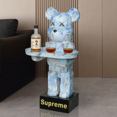 Nhà hoạt hình bạo lực gấu khay trang trí lớn từ trần đến sàn phòng khách lưới ánh sáng đỏ tủ TV sang trọng bên cạnh trang trí sàn nhà