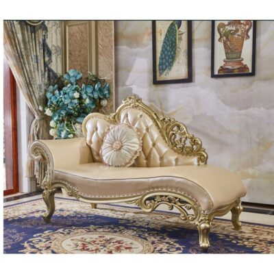 Phong cách Châu Âu Chaise longue sofa gỗ nguyên khối da Chaise longue kẹo bơ cứng ghế ngồi có thể ngả phòng ngủ giường cuối ghế gỗ sồi