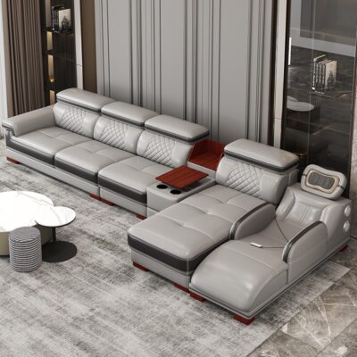 Sofa đa chức năng ngoại thương Sofa da tối giản hiện đại phòng khách căn hộ lớn có ghế tựa kết hợp ghế massage