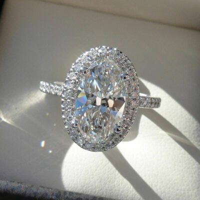 Cao Shi xuyên biên giới dành riêng cho nhẫn đính hôn zircon hình bầu dục hình trứng mới dát nữ trang sức cưới cô dâu tiệc tối