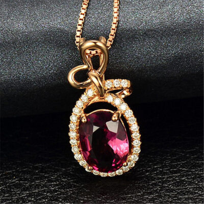 Phiên bản Hàn Quốc của mặt dây chuyền nơ ruby 3 cara mặt dây chuyền tourmaline đỏ tự nhiên máu chim bồ câu Brazil với kim cương và vòng cổ kho báu màu