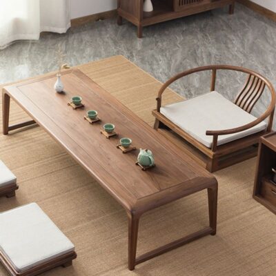 Cây du cũ tatami bàn trà sàn bàn cà phê bàn nhỏ bàn kang gỗ nguyên khối cổ Zen kiểu Nhật Bản kiểu cửa sổ lồi bàn gỗ