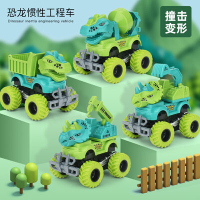 Xe ô tô xây dựng quán tính khủng long kỹ thuật xe tác động Biến Hình đồ chơi cậu bé chống rơi 1-3 tuổi ô tô đồ chơi trẻ em