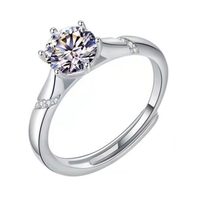 Nhẫn tâm linh sáu móng nhẫn cưới mạ bạch kim giả Moissanite tám trái tim và tám mũi tên nhẫn nữ nhẫn kim cương một carat bán buôn
