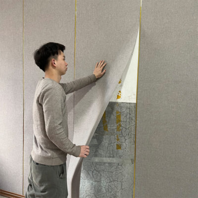 Linen tự dính tường bao phủ tường chống va chạm giấy dán tường trang trí tường phòng ngủ mềm gói sticker nền chống thấm nước hình nền dày