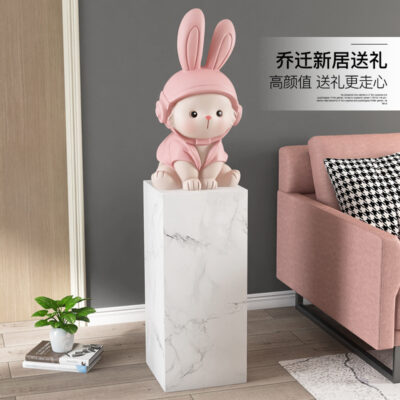Đèn Sang Trọng Thỏ Tầng Lớn Trang Trí Phòng Khách Trang Trí Nhà Điêu Khắc Đế Đá Cẩm Thạch Mở Quà Tân Gia