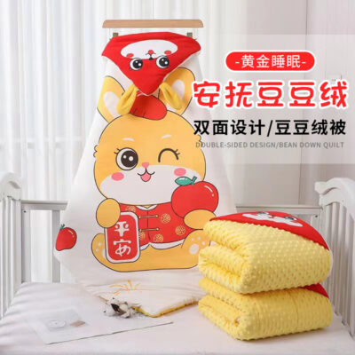 Sơ Sinh Plus Chăn Bông Dày Bé Đậu Nhung Gói Thoải Mái Chăn Chống Giật Mình Giao Phòng Phong Cách Quốc Gia Chăn