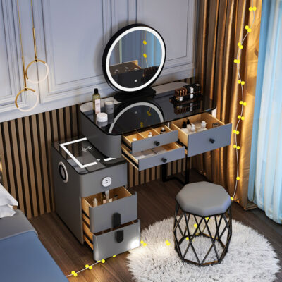 Căn hộ nhỏ bàn trang điểm phòng ngủ hiện đại tối giản ánh sáng sang trọng tủ đựng đồ đa năng tích hợp bàn trang điểm có thể thu gọn