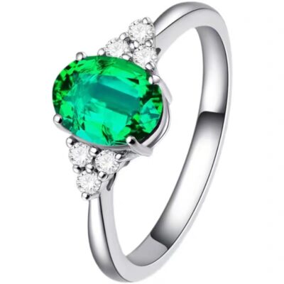 Dát Bạc Zircon Sống Miệng Vòng Mô Phỏng Ngọc Lục Bảo Tự Nhiên Tourmaline Màu Đá Quý Mở Nhẫn Nữ