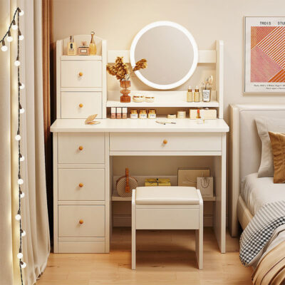 Tủ trang điểm phòng ngủ bàn trang điểm nhà tối giản hiện đại bàn trang điểm tủ lưu trữ lưới màu đỏ nữ ins phong cách bàn trang điểm