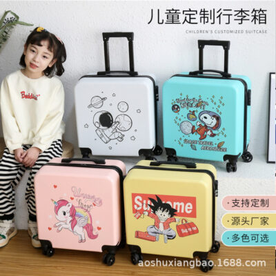 Mới 20 inch trẻ em xe đẩy nam nữ sinh hoạt hình đa năng bánh xe vali vali khóa mật khẩu nội trú ốp lưng