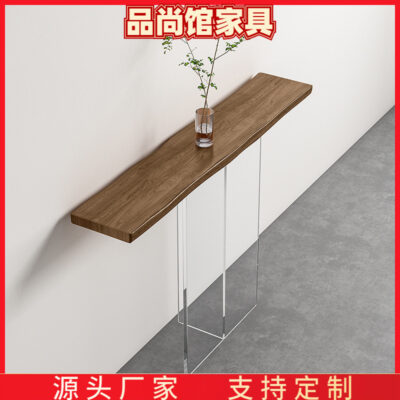 Lối vào bàn hiên acrylic cạnh tự nhiên trường hợp wabi sabi phong cách gỗ tần bì màu đen dải dài bàn hẹp bàn hiên gỗ