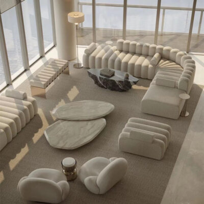 Sofa mô-đun Nor11 của Ý nhẹ vải phong cách kem Pháp sofa phím đàn piano sofa len cừu màu trắng sữa