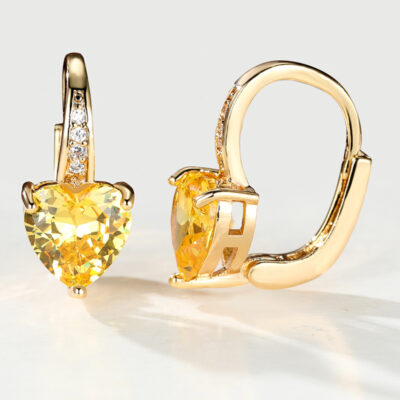 wish Amazon Châu Âu và Châu Mỹ trang sức ngọc lục bảo hình trái tim kim cương bông tai zircon bông tai mạ bạch kim bông tai phụ nữ