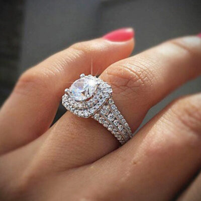 Zhexi wish nhẫn zircon vuông đính kim cương mới bán chạy nhất xuyên biên giới châu Âu và Mỹ đồ trang sức tay nữ khảm topaz