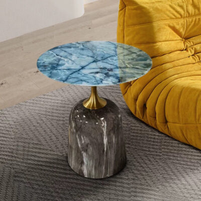 Bàn sofa bên bàn đá ánh sáng phòng khách sang trọng tròn bàn cà phê nhỏ hiện đại phong cách tối giản Bàn đầu giường lưới sáng tạo bàn góc màu đỏ