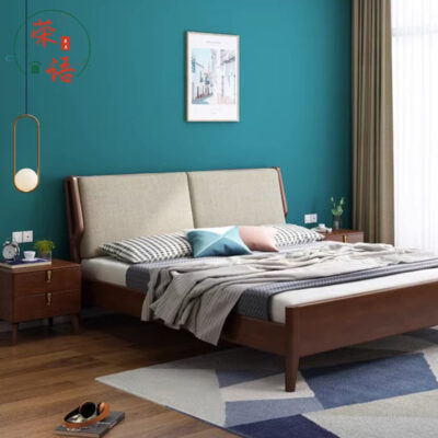 Bắc Âu Giường Gỗ Chắc Chắn Giường Đơn 1.2M 1.5m1.8M Hiện Đại Đơn Giản Túi Mềm Giường Đôi Có Thể Đựng Đồ Nội Thất