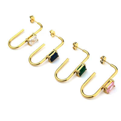 Cao cấp thích hợp bông tai thép không gỉ zircon tính khí màu bông tai kim cương nữ thép titan dopamine bông tai bán buôn