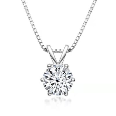 Một Carat Vòng Cổ Moissanite Nữ Kim Cương Sáu Móng Vuốt Mặt Dây Chuyền Kim Cương Đơn Tính Khí Chuỗi Xương Đòn Đơn Giản Trang Sức Sinh Viên Bán Buôn