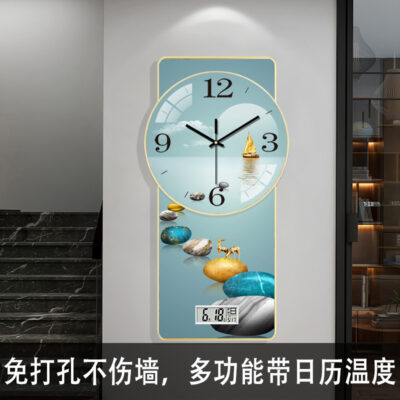 2023 Sáng Tạo Mới Đồng Hồ Treo Tường Sứ Pha Lê Tranh Treo Tường Bàn Phòng Khách Nhà Im Lặng Đồng Hồ Lối Vào Đồng Hồ Thạch Anh Treo Tường