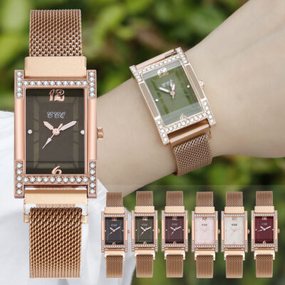 Xuyên biên giới xu hướng mới thời trang thắt lưng nam châm hình chữ H Đồng hồ đeo tay nữ thạch anh nữ nạm kim cương đơn giản đơn giản thay mặt cho