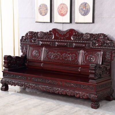 Sofa gỗ nguyên khối cổ điển nhà Minh và nhà Thanh biệt thự cao cấp phòng khách căn hộ lớn mới phong cách Trung Quốc đồ nội thất bằng gỗ gụ cổ rồng đi khắp thế giới