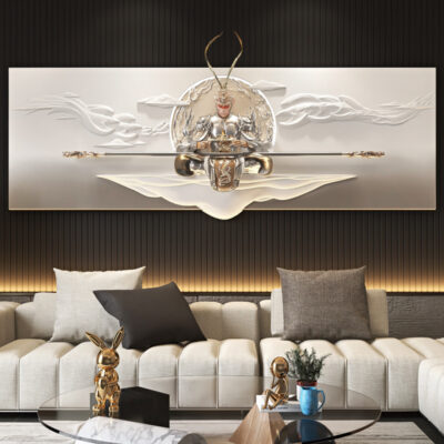 Ánh sáng sang trọng trang trí phòng khách bức tranh tường nền sofa Đèn LED Vua Khỉ Vua Khỉ tranh phù điêu ba chiều tân gia