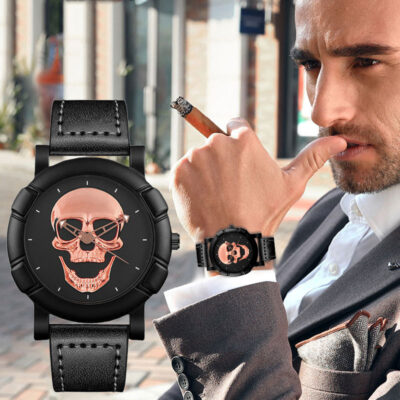 Ngoại Thương Âu Mỹ Hip-Hop Mặt Lớn Nam Dây Thời Trang Đầu Lâu Diablo Thoáng Mát Bé Trai Đồng Hồ Thạch Anh