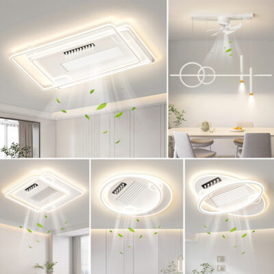 Nhà sản xuất Bắc Âu bánh xe gió đôi không lá quạt đèn phòng khách ánh sáng sang trọng gió lớn với đèn chiếu sáng quạt trọn gói