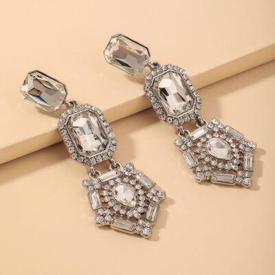 925 Kim Bạc Bông Tai Pha Lê Hình Học Baroque Phong Cách Âu Mỹ Ins Thời Trang Phóng Đại Cao Cấp Tính Khí Bông Tai Nữ