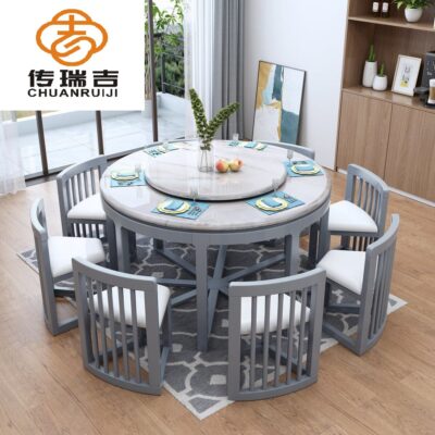 Bàn ghế ăn bằng đá cẩm thạch kết hợp tất cả bàn ăn bằng gỗ nguyên khối tại nhà căn hộ nhỏ đa chức năng vô hình bàn lưới bàn tròn nhà màu đỏ