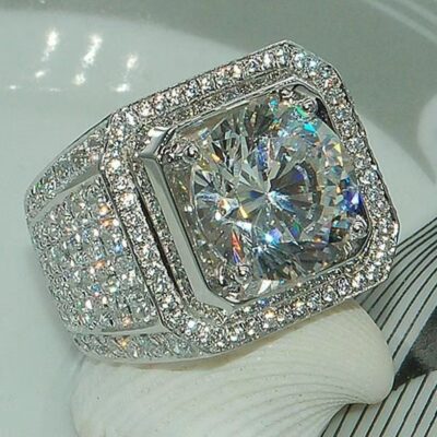 Chúc Bán Giả Moissanite Vòng Thời Trang Sang Trọng Độc Đoán Nam Nhẫn Kim Cương Đầy Kim Cương Micro-Khảm Nhẫn Micro-Dát Quà Tặng