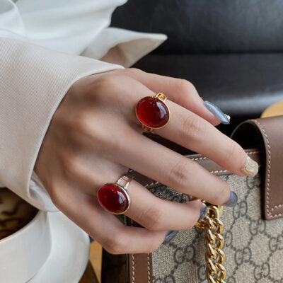 Nhật Bản và Hàn Quốc phong cách Âu Mỹ khí chất nhẫn ruby mở đầu thời trang nữ nhẫn đeo ngón trỏ sang trọng cung cấp xuyên biên giới