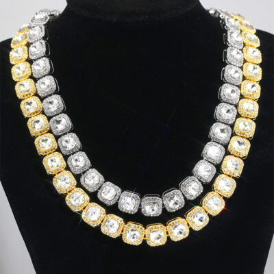 Châu Âu Và Mỹ Đá Khảm Zircon Nam Kính Vuông Cuba Tay Vòng Cổ Đường Đá Dây Chuyền HipHop Nam Hợp Thời Trang Phụ Kiện