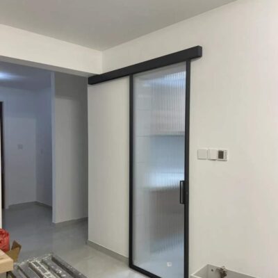 Xiaohongshu cùng phong cách phòng tắm cửa vệ sinh nhà bếp cửa phòng tắm kéo đẩy cực hẹp Cửa hợp kim nhôm kính Changhong siêu trắng