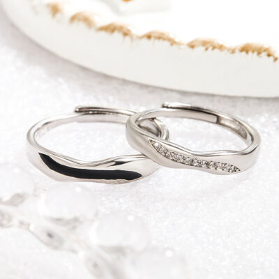 Nhẫn trái tim cặp nhẫn đôi mở nhẫn kim cương nữ đơn giản ngày đêm suy nghĩ Thích hợp quà tặng ngày lễ tình nhân