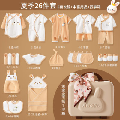 Thỏ năm cotton nguyên chất quần áo trẻ em mùa thu và mùa hè hộp quà sơ sinh sơ sinh nam và nữ cho bé bộ quà tặng trăng tròn cung cấp