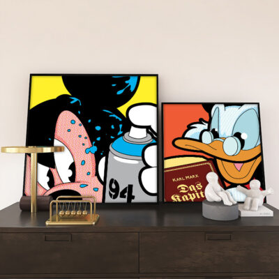 Thủy triều thương hiệu treo tranh xu hướng giả mạo tranh nghệ thuật Vịt Donald Mickey pop tranh trang trí phong cách thay thế phòng tắm bức tranh tường sáng tạo