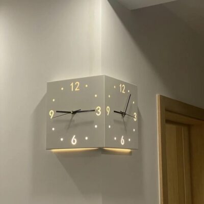 Đồng hồ góc Phòng khách Bắc Âu Đồng hồ hai mặt Đồng hồ treo tường thời trang gia đình Đơn giản và sáng tạo Đồng hồ im lặng bấm lỗ miễn phí Đồng hồ góc