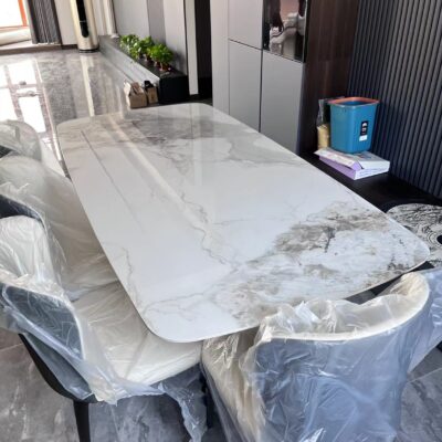 Ánh sáng sang trọng sáng phiến đá ánh sáng sang trọng bàn ăn và ghế kết hợp hiện đại tối giản hộ gia đình căn hộ nhỏ hình chữ nhật Bắc Âu bàn ăn