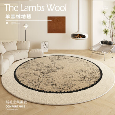 Thời Trung Cổ Kem Phòng Khách Phong Cách Thảm Tròn Pháp Ánh Sáng Sang Trọng Cao Cấp Bàn Chăn Phòng Ngủ cloakroom Bàn Trang Điểm Thảm