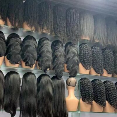 Mũ đội đầu nửa ren 13x4 cho ngoại thương với tóc giả bằng tóc người mật độ 200%