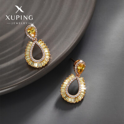 Xuping đồ trang sức giả màu kho báu loạt bông tai công nghiệp nặng hình giọt nước ánh sáng thích hợp sang trọng nhân tạo đá quý retro khí chất bông tai
