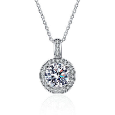 cara giả Moissanite vòng cổ kim cương nữ tám trái tim và tám mũi tên túi tròn mặt dây chuyền xương đòn chuỗi trang sức