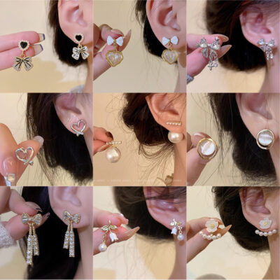 2023 phong cách hot bạc 925 kim ngọc trai bông tai nữ cao cấp cảm giác thích hợp khí chất bông tai zircon ánh sáng phụ kiện tai sang trọng